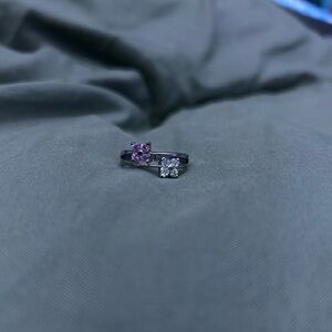 Silver Enchanting Ring with pink and white diamonds